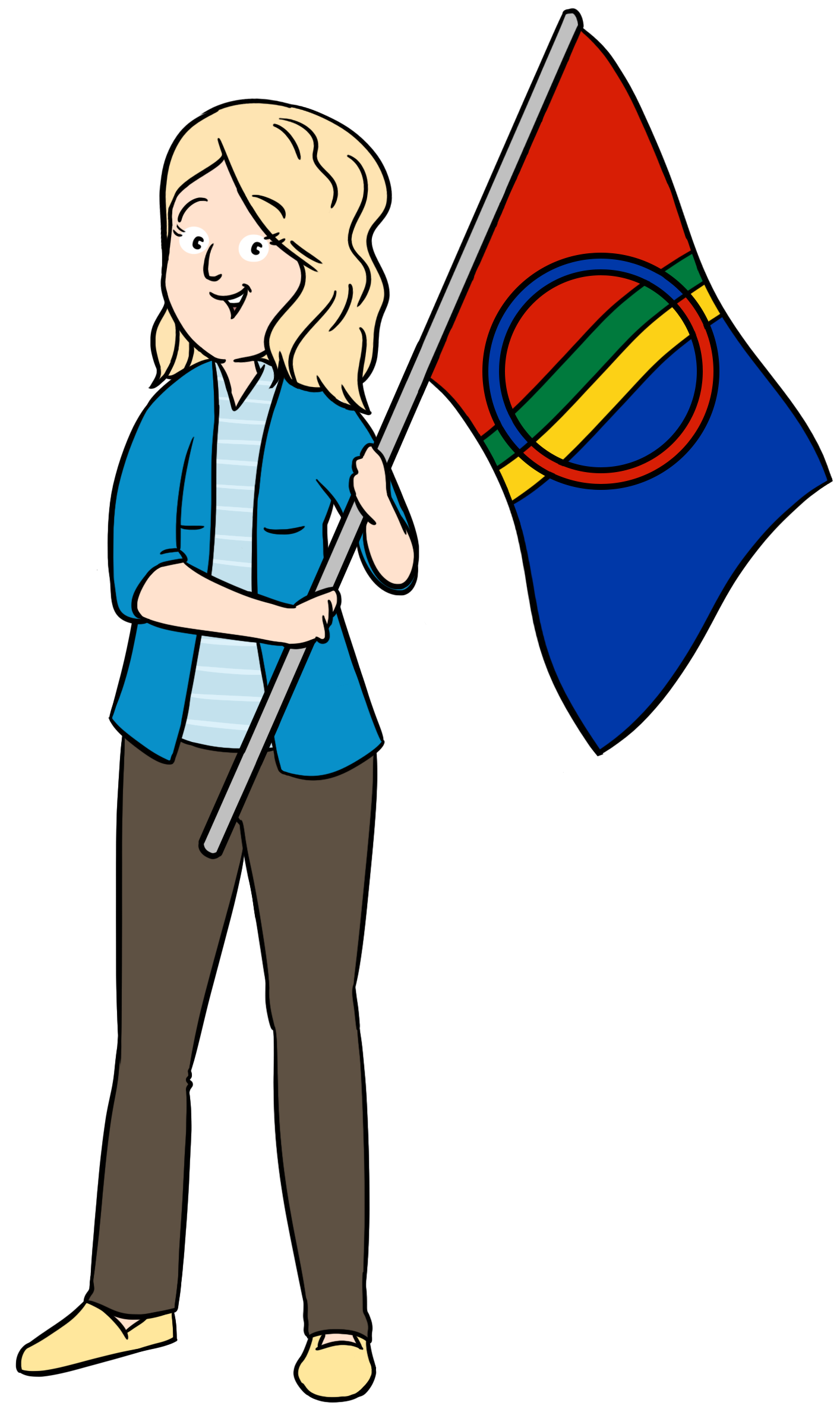 Person som holder det samiske flagget.