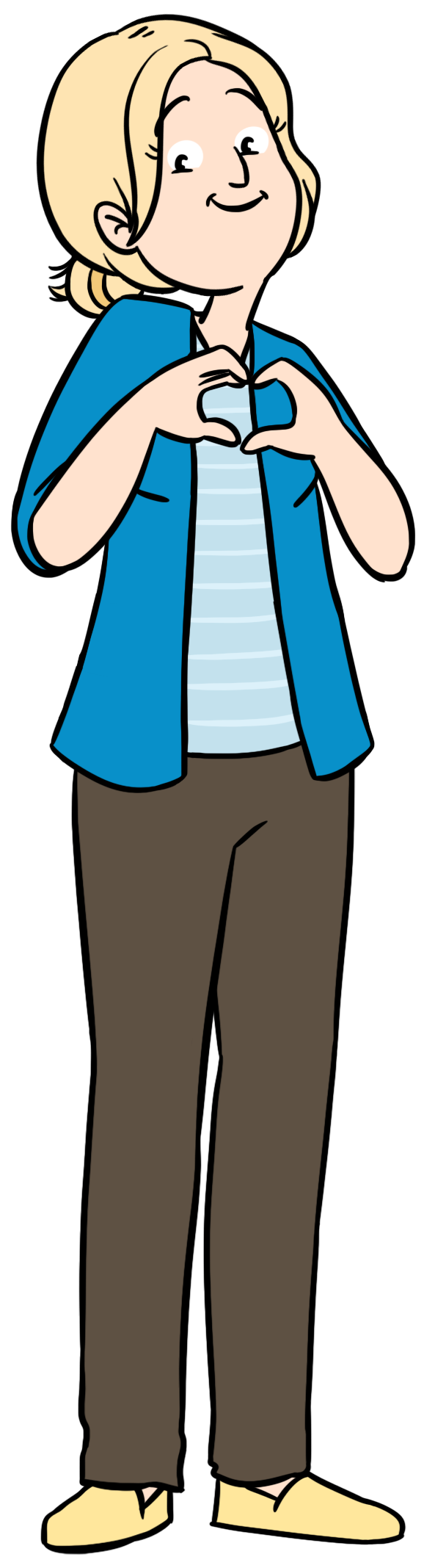 Person som former et hjerte med hendene, symbol på omsorg og inkludering.